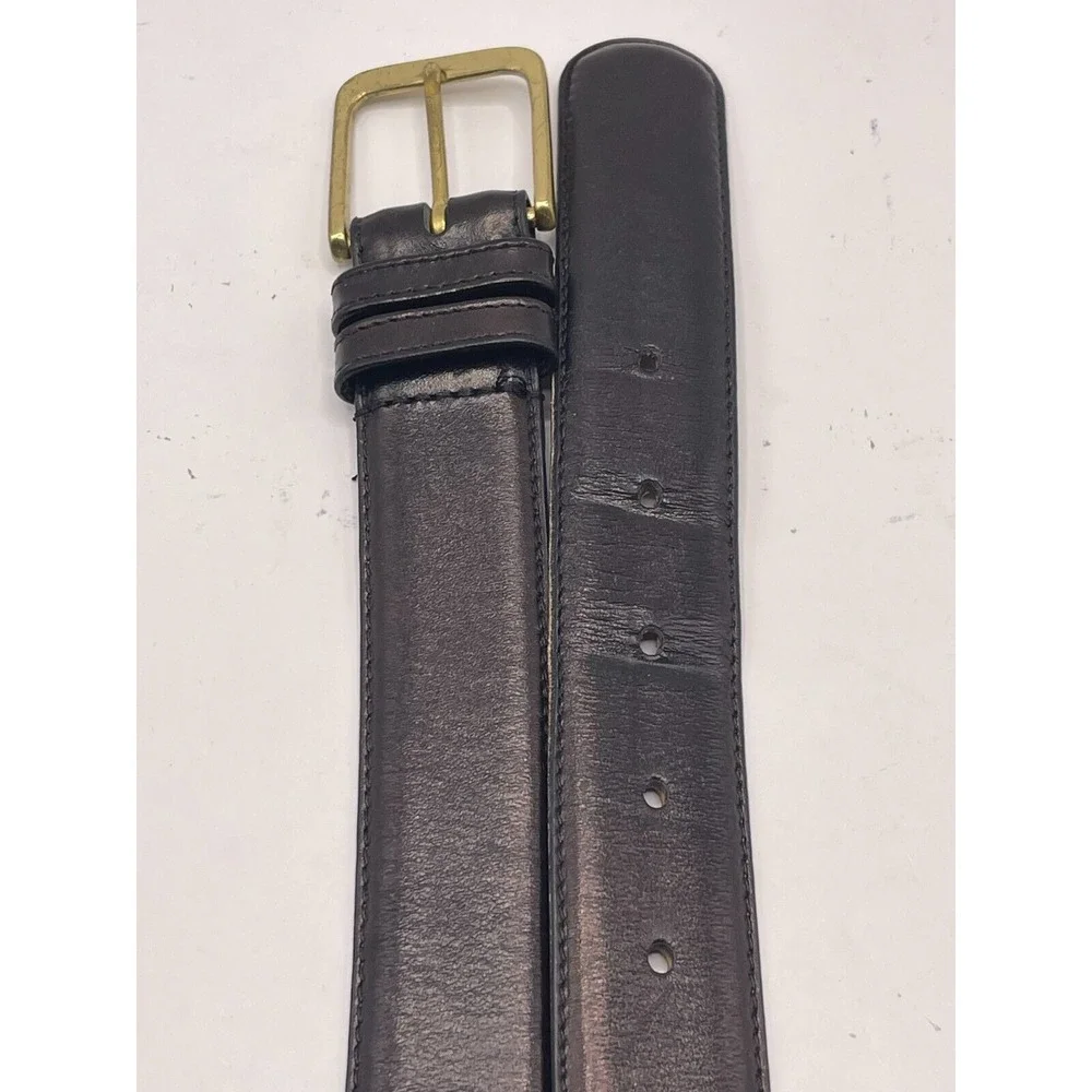 Coach Black Leather Belt with Brown Interior and Gold Buckle